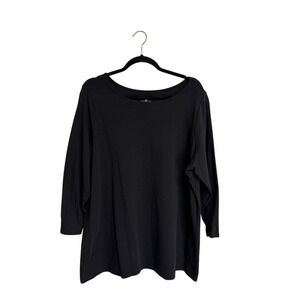 Lemon Way Black 3/4 Sleeve Shirt Woman‎ Size 2X